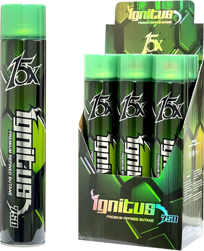IGNITUS 15X PREMIUM REFINED BUTANE (750mL, 6pcs Display)