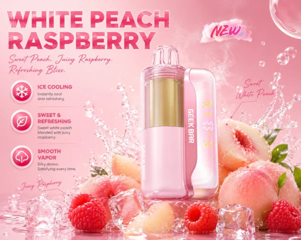 Geekbar Mate 60K WHITE PEACH RASBERRY