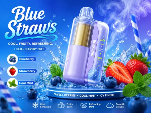 Geekbar Mate 60K Blue Straws.